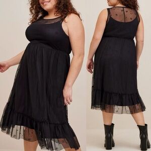 Torrid Disney Minnie Mouse Maxi Sheer Mesh Layering Dress Sz 4 Black